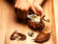 Photo depicting step four of cracking into a crab.